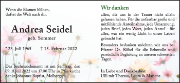 Anzeige von Andrea Seidel von OM-Medien