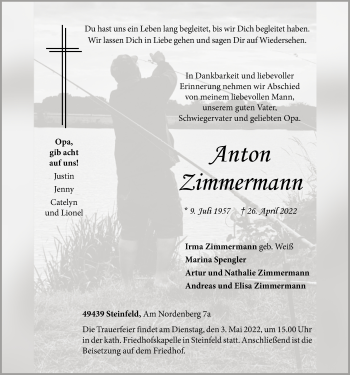 Anzeige von Anton Zimmermann von OM-Medien