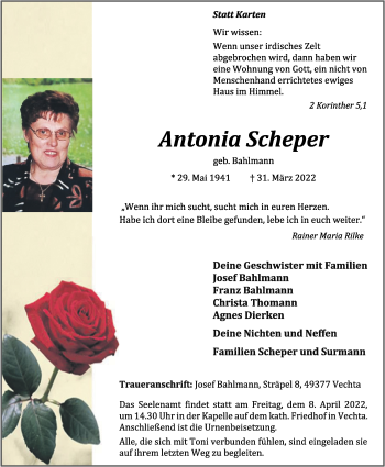 Anzeige von Antonia Scheper von OM-Medien