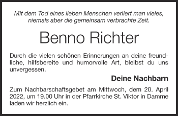 Anzeige von Benno Richter von OM-Medien