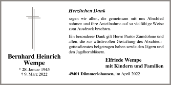 Anzeige von Bernhard Heinrich Wempe von OM-Medien