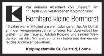 Anzeige von Bernhard kleine Bornhorst von OM-Medien