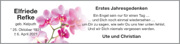Anzeige von Elfriede Refke von OM-Medien