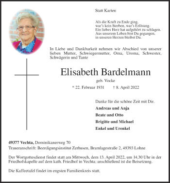 Anzeige von Elisabeth Bardelmann von OM-Medien