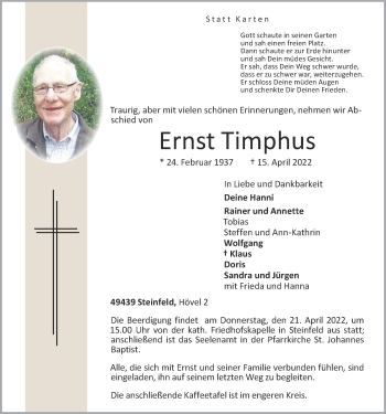 Anzeige von Ernst Timphus von OM-Medien