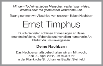 Anzeige von Ernst Timphus von OM-Medien