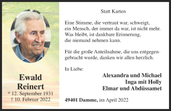 Anzeige von Ewald Reinert von OM-Medien