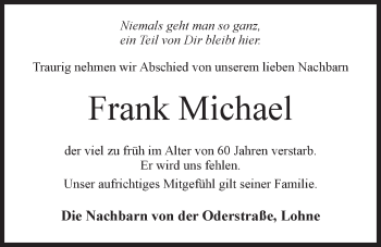 Anzeige von Frank Michael von OM-Medien