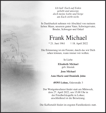 Anzeige von Frank Michael von OM-Medien