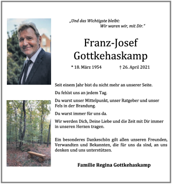 Anzeige von Franz-Josef Gottkehaskamp von OM-Medien
