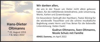 Anzeige von Hans-Dieter Oltmanns von OM-Medien