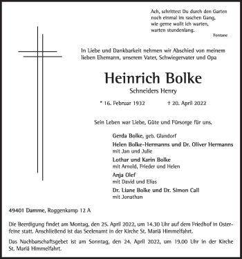 Anzeige von Heinrich Bolke von OM-Medien