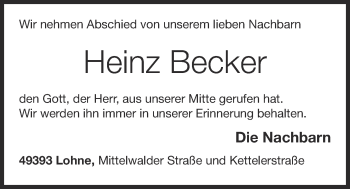 Anzeige von Heinz Becker von OM-Medien