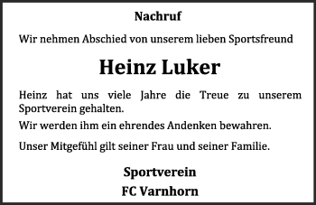 Anzeige von Heinz Luker von OM-Medien