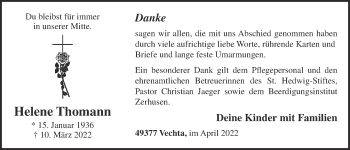 Anzeige von Helene Thomann von OM-Medien