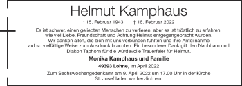 Anzeige von Helmut Kamphaus von OM-Medien