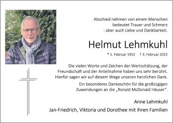 Anzeige von Helmut Lehmkuhl von OM-Medien