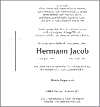 Anzeige von Hermann Jacob von OM-Medien