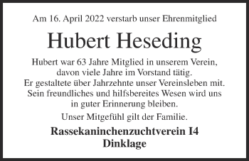Anzeige von Hubert Heseding von OM-Medien