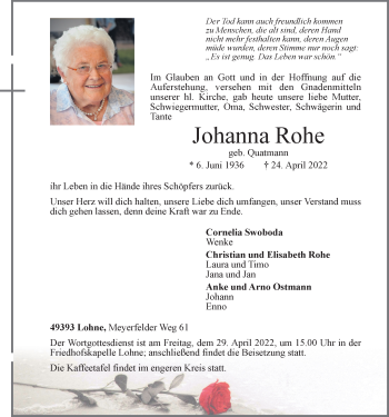 Anzeige von Johanna Rohe von OM-Medien