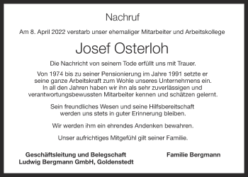 Anzeige von Josef Osterloh von OM-Medien