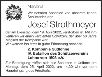Anzeige von Josef Strothmeyer von OM-Medien