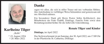 Anzeige von Karlheinz Tilger von OM-Medien