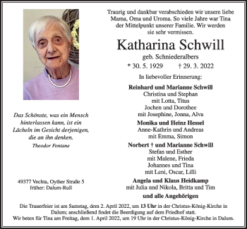 Anzeige von Katharina Schwill von OM-Medien