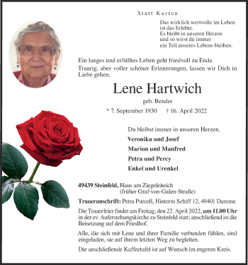 Anzeige von Lene Hartwich von OM-Medien