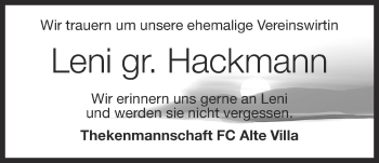 Anzeige von Leni gr. Hackmann von OM-Medien