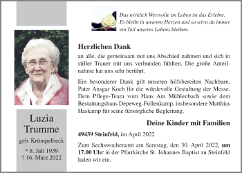 Anzeige von Luzia Trumme von OM-Medien