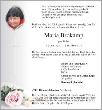 Anzeige von Maria Brokamp von OM-Medien