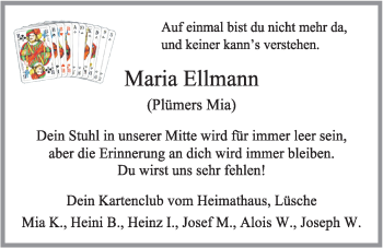 Anzeige von Maria Ellmann von OM-Medien