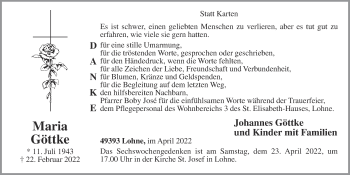 Anzeige von Maria Göttke von OM-Medien