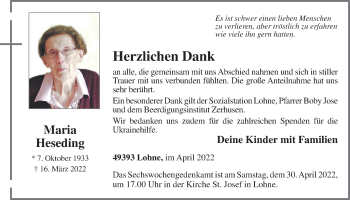 Anzeige von Maria Heseding von OM-Medien