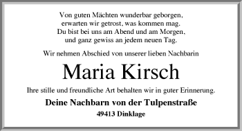 Anzeige von Maria Kirsch von OM-Medien