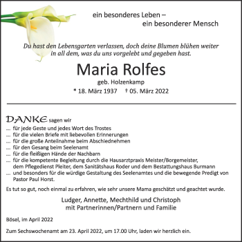 Anzeige von Maria Rolfes von OM-Medien