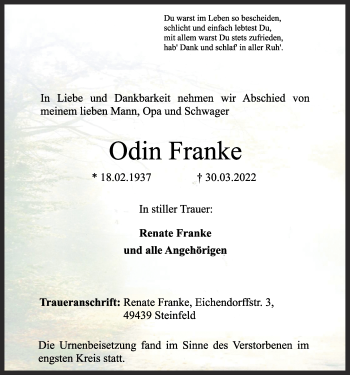 Anzeige von Odin Franke von OM-Medien