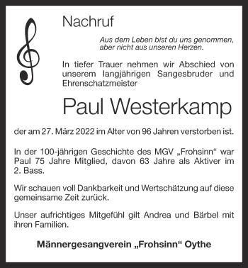 Anzeige von Paul Westerkamp von OM-Medien