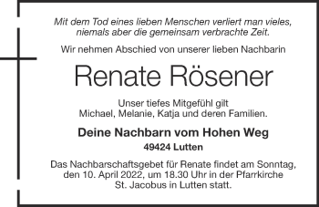 Anzeige von Renate Rösener von OM-Medien