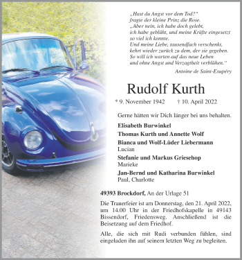 Anzeige von Rudolf Kurth von OM-Medien