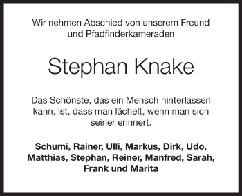 Anzeige von Stephan Knake von OM-Medien