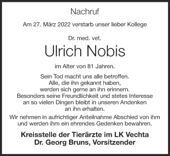 Anzeige von Ulrich Nobis von OM-Medien