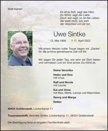 Anzeige von Uwe Sintke von OM-Medien