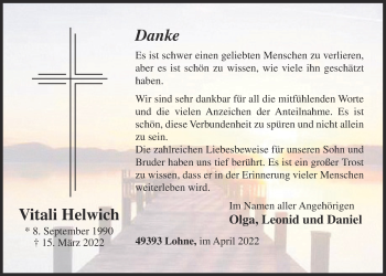 Anzeige von Vitali Helwich von OM-Medien