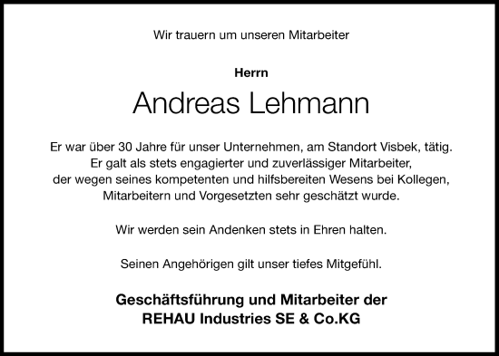 Anzeige von Andreas Lehmann von OM-Medien