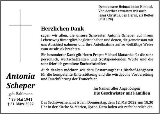 Anzeige von Antonia Scheper von OM-Medien