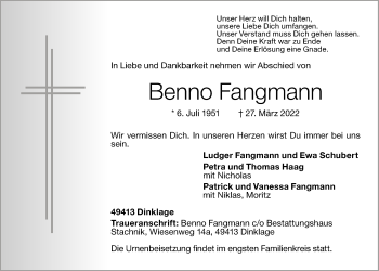Anzeige von Benno Fangmann von OM-Medien