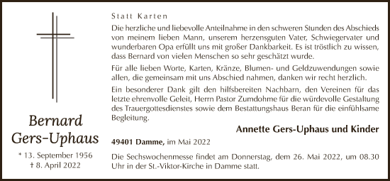 Anzeige von Bernard Gers-Uphaus von OM-Medien