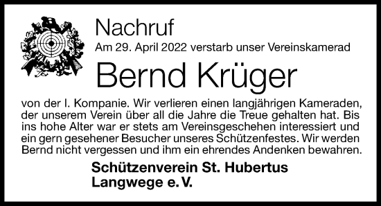 Anzeige von Bernd Krüger von OM-Medien